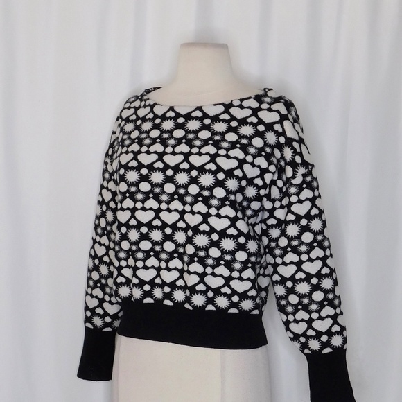 Anthropologie MAEVE Boat Bateau Neck Heart Print Sweater Pullover Knitwear Small - Picture 9 of 16